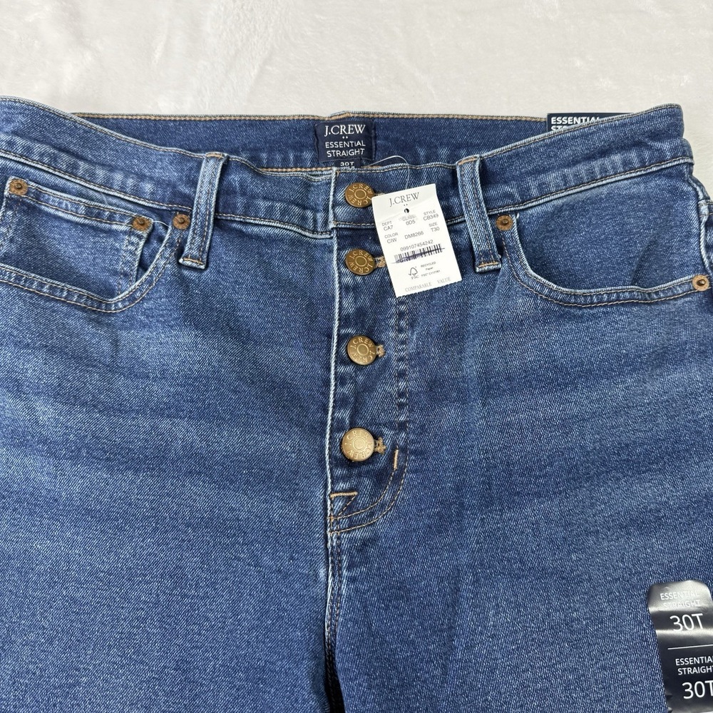 J Crew Jeans Womens 30 Tall Button Fly Essential Straight All‎ Day Stretch NWT